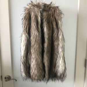 Free People Hooded Fur Vest